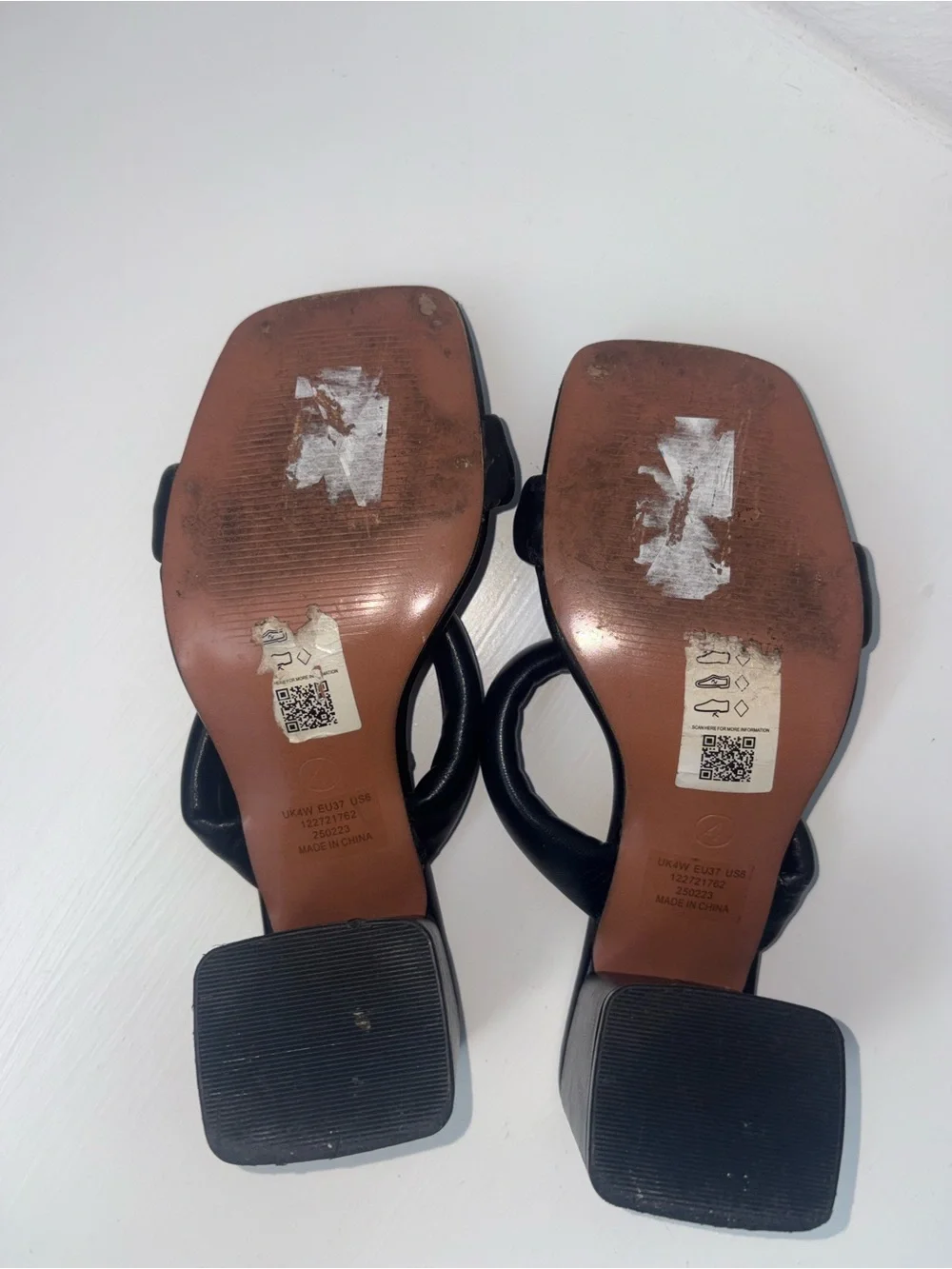 Black Padded Mid Heel Mules